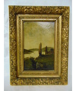 ANTIQUE EUROPEAN RUINS LANDSCAPE OIL PAINTING ON CANVAS - $742.50