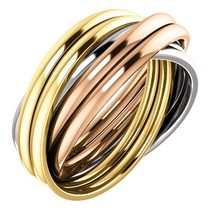 Authenticity Guarantee 
14k Multi-Tone Gold 6-Band Rolling Wedding Ring - £689.35 GBP+