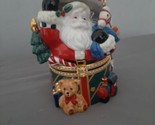 Traditions Porcelain Christmas Santa Toys Hinged Keepsake Box Trinket Fi... - $25.00