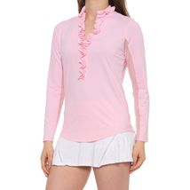 NWT GOTTEX G LIFESTYLE PINK Double Ruffle Long Sleeve Golf Shirt - M L & XL image 2