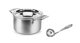 All-Clad D55504 D5 Brushed  5-Ply 4-qt Ultimate Soup Pot with lid and ladle - £118.27 GBP