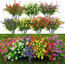 Weausup 21 Bundles Uv Resistant Faux Outdoor Plants Plastic Artificial Flowers - £40.71 GBP