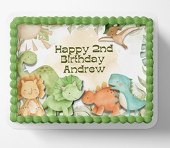 DINOSAUR BIRTHDAY CAKE Topper Edible Image Dinosaur Birthday decorations... - £16.26 GBP+