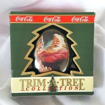 New ornament Vintage 1990 Coke Brand Trim a Tree Santa Claus Oval Multicolor - £6.39 GBP