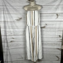 For The Republic Women&#39;s Large Striped Cropped Jumpsuit White Black Gold - $12.99