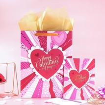 13&quot; Large Valentine&#39;s Day Gift Bag with Greeting Card and Tissue Paper Loving He - £17.58 GBP