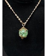 Antique Green Garnet Ball Pendant on 16” Chain Marked Germany - $46.57