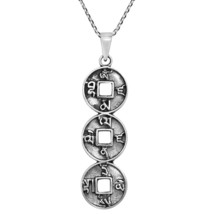 Feng Shui Ancient Chinese Lucky Coins Sterling Silver Pendant Necklace - £19.87 GBP