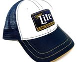 Miller Lite Beer Patch Logo White &amp; Blue Mesh Trucker Curved Bill Adjust... - $23.47
