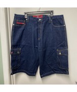 Alberto Bandit Mens Flat Front Dark Wash Denim Blue Cargo Shorts Size 44 - £23.98 GBP