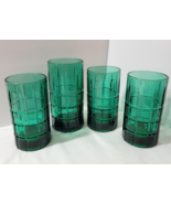 4 Glasses Anchor Hocking Tartan Emerald Dark Green 1 Iced Tea + 3 Tumble... - $51.40 CAD