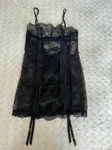 Victoria&#39;s Secret Mixed Sheer Mesh &amp; Lace Mini Slip Lingerie Lace Black ... - £38.67 GBP