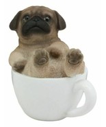 Realistic Mini Adorable Pug Dog Teacup Statue 3&quot;H Pet Pal Dog Breed Figu... - £14.94 GBP