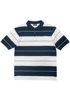 Men&#39;s Navy &amp; White Old School Pique Polo Shirt (3XL) - $31.19