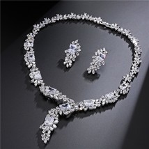 Top Quality Dazzling Green Rectangle Cubic Zirconia Flower Shape Jewelry Set for - £53.58 GBP
