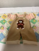 HTF Vintage Cabbage Patch Kids Teddy Bear Overalls & Matching Shirt OK Factory - $185.00