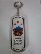 Vintage World&#39;s Greatest Brother Teddy Bear Key Chain Hong Kong - £3.94 GBP