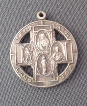 WWII Era USA Sea Air Land 4 Way Protection Catholic Medal Sterling Doubl... - £31.46 GBP