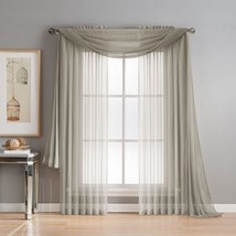 Window Elements Diamond Sheer Voile 216-inch Curtain Scarf (Grey) - £9.49 GBP