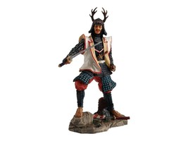 Japanese Samurai with Deer Horn Helmet Bonded Marble Polyresin Statue Sc... - $65.41