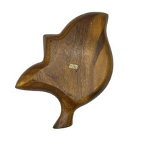 Wooden Leaf Shaped Fruit Vegetable Serving Tray Made In Philippines Wood Vintage - £18.69 GBP