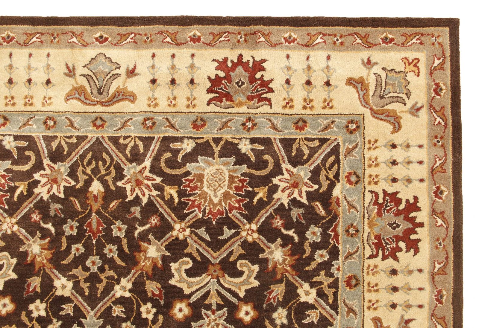 Brand New Landon Brown Wool Persian Style Area Rug - 5' x 8'