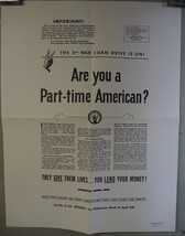 Vintage Are You A Part Time American? National Archives World War II Document 10 - £71.66 GBP