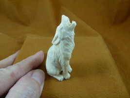 wolf-w38 white sitting Wolf shed ANTLER figurine Bali detailed carving w... - £46.67 GBP