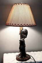Playful Black Bear Cubs on Tree Tabletop Lamp and ShadeRustic Cabin Lodge Camp - £63.65 GBP