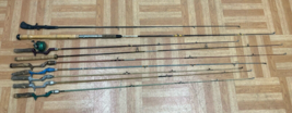 Vintage FISHING POLE LOT surf Penn rod Johnson Century reel gladding cabin decor - £31.45 GBP