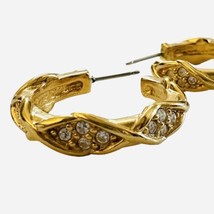 Vintage Elizabeth Taylor f Avon Sparkle Kiss Hoop Earrings Gold Tone Rhi... - £25.83 GBP