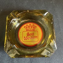 Vintage Best Western Amber Glass Ashtray Square Hotel Advertising 3.5&quot; - £5.37 GBP