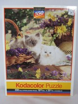 Kodacolor 550 Piece Jigsaw Puzzle Kittens and Flower Baskets 1992 SEALED - $13.85