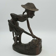 Balinese Bali Lombok Farmer Hand Carved Rosewood wood 19&quot; 11lbs 1974 - £172.88 GBP