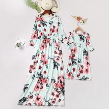 2021 New Summer Long Sleeve Maxi Fashion  Dress Family Matching Clothes Mother D - £60.59 GBP