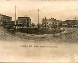 RPPC Public Square Looking North Wide Angle Angola Indiana IN 1909 Postc... - $43.51