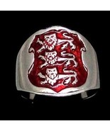 Sterling silver English Flag ring Three Lions coat of arms England with ... - £62.95 GBP