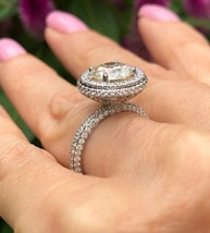 GIA Certified 3.48 TCW Halo Round Cut Diamond Engagement Ring 18k White Gold - $20,788.83