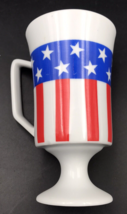 Vintage USA Flag Mann Made Mugs Handled Cup Japan 5.5&quot; Tall 3 1/8&quot; Diameter - £11.18 GBP