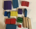 Small Multicolored Wooden Blocks Lot of 28 Pieces Toys T6 - $14.84