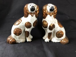 pair of antique porcelain staffordshire dogs - $208.51