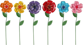 Garden Decor for Outside, Set of 6 Metal Flowers Decorative Garden Stake... - $31.63