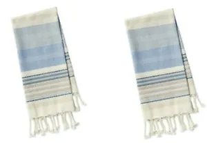 New Set Of 2 Design Imports Del Mar Stripe 100% Cotton 20&quot; X 30&quot; Fouta Towels - £13.66 GBP