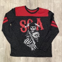 SONS OF ANARCHY TEE T-Shirt  MEN&#39;S L LONG SLEEVE GRAPHIC BLACK &amp; RED - $13.28