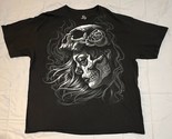 Liquid Blue &quot;Lady of the Dead” T Shirt XXL 2XL Black Graphic Skull Rose Tee - $18.37