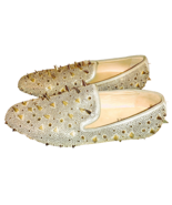 FERUCCI Gold Spike Leather Slippers Loafers Shoes Flat w/ Crystal GZ Rhi... - $2,479.50 MXN
