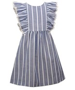 MSRP $68 Bonnie Jean Girls Sailor Jumpsuit (Size 7, Stripe-Chambray-White) - $51.55 CAD