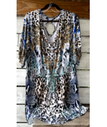 Venus Wm. US 1X EUR 52/54 Short Romper One Piece Stretch Blu Gold Roses ... - $40.21 CAD