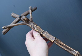 ⭐ vintage  crucifix ,religious wall cross hand carved wood⭐ - £46.15 GBP