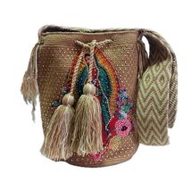 Handmade Wayuu with Beaded Decoration Tote Bag, Woven Mochila, Colombian... - $2,283.39 MXN